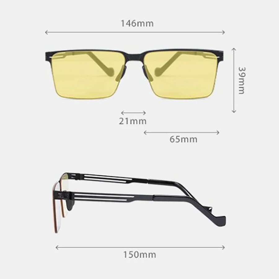 Men Photochromic Polarized Sunglasses Classic Square Oversized Frame Metal Frame Hinged Suitable Driving Fishing Night Vision view 4