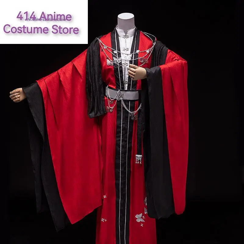 Anime Tian Guan Ci Fu Huacheng Cosplay Costume Wig Guiwang Huacheng Han Style Clothing Sanlang Red Hanfu Dress Halloween Costume