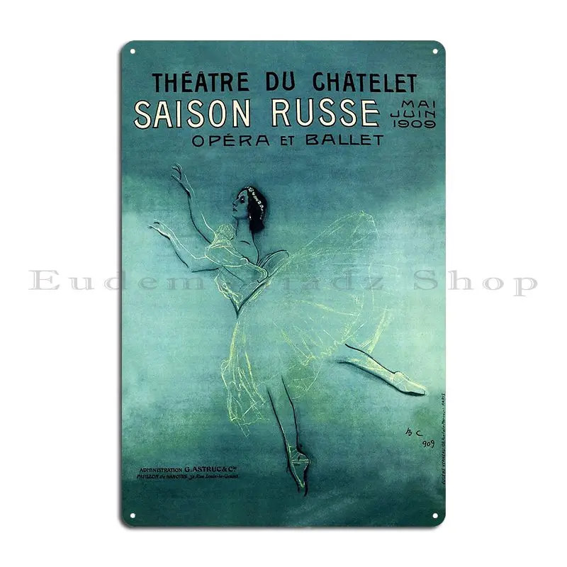 Saison Russe French Opera And Ballet Art Nouveau Vintage Advertisement Metal Sign Print Living Room Designing Tin Sign Poster