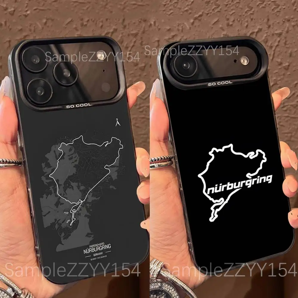

N-Nurburgring Sport Car Phone Case For IPhone 15,16,17,13,14,11,12,Pro,Max,Plus,E,Air,Mini Gray Matte Shockproof Back Cover