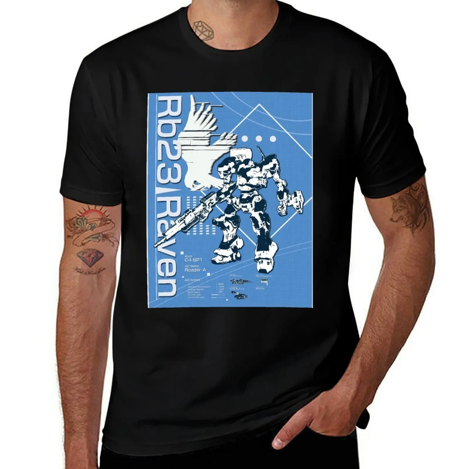 

Armored Core Rb23 Raven Blueprint T-Shirt man t shirt luxury t shirts for man graphic vintage funny t shirts dark humor T-shirt