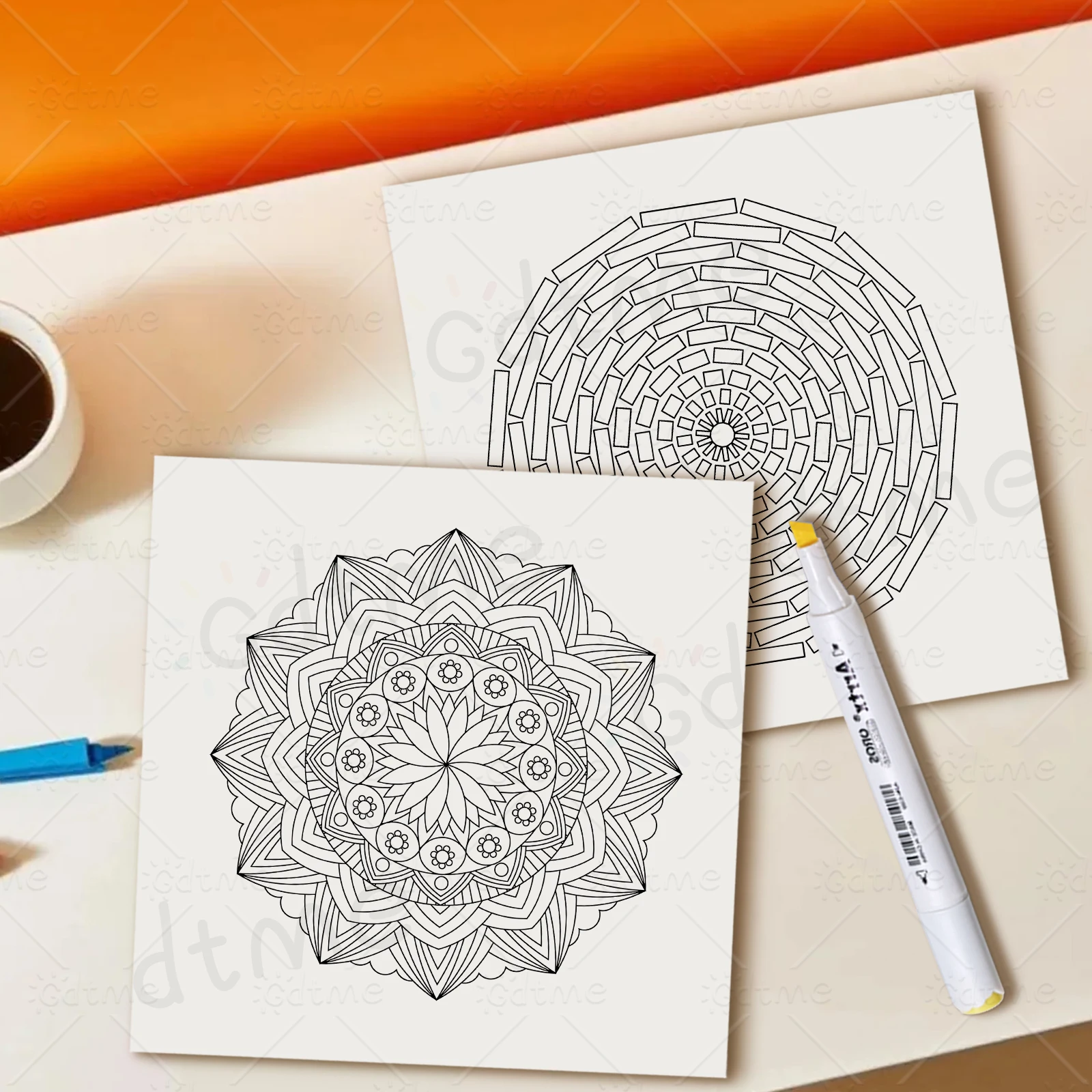 Mandala-Malbuch für Erwachsene, 24 Seiten, Stressabbau, Freizeit, DIY-Mal- und Zeichenbuch, ideales tägliches Geschenk – Detail 9
