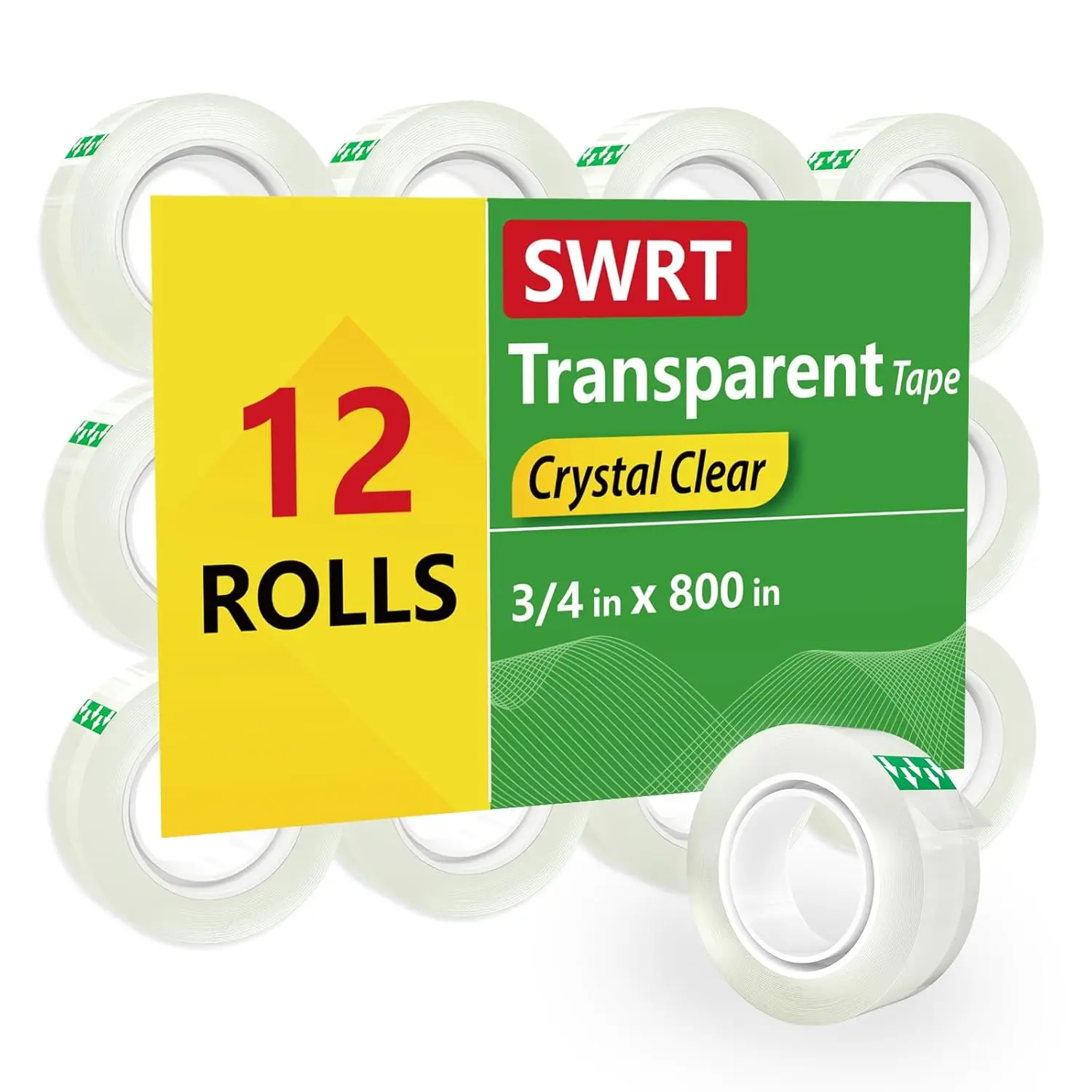 

Clear Tape Refills for Dispenser, 12 Rolls, 3/4 in x 800 in, Strong Adhesive for Gift Wrapping, Office & School