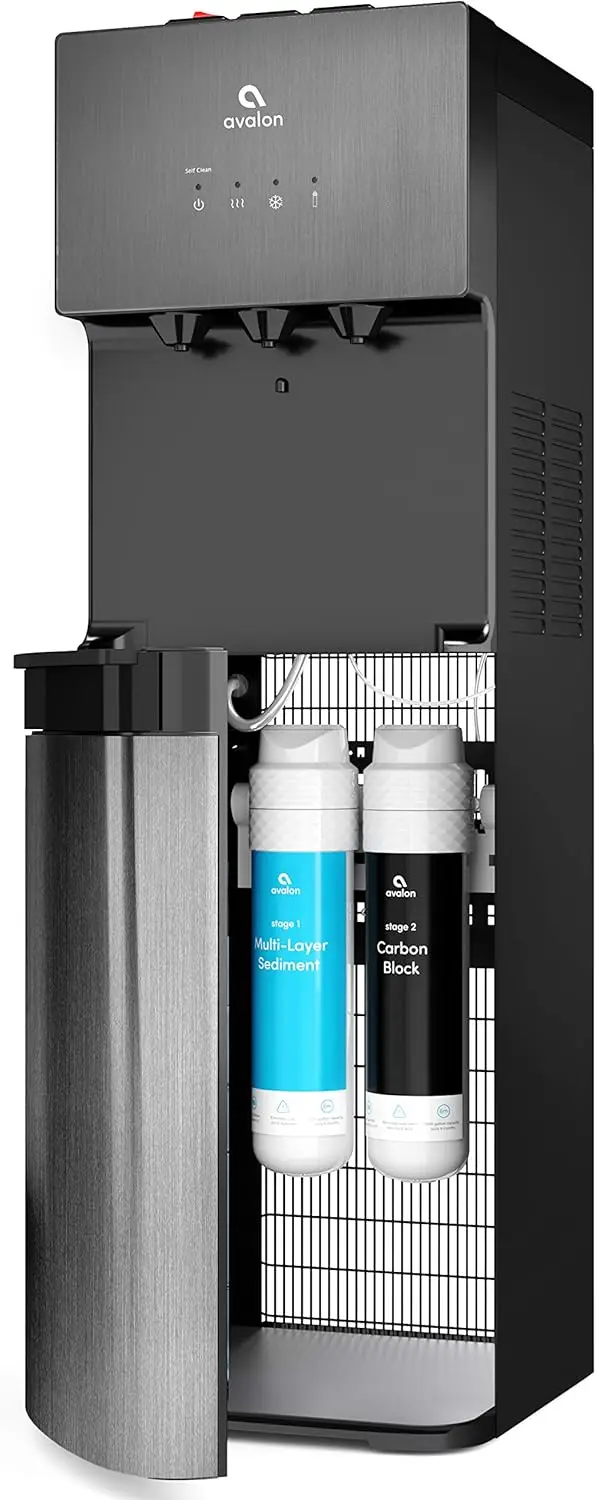 Bottleless Water Cooler Dispenser, UL, NSF certified Filters, Black Stainless Steel, full size