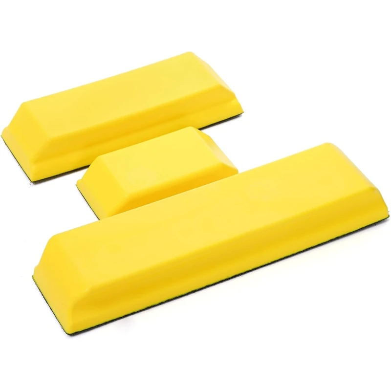 3 Pack Rectangle Auto Body Sanding Block, 10.75inch, 7.7inch and 4.7inch, Hook & Loop Backing Hand Sander Tools Kit [33A HPro]