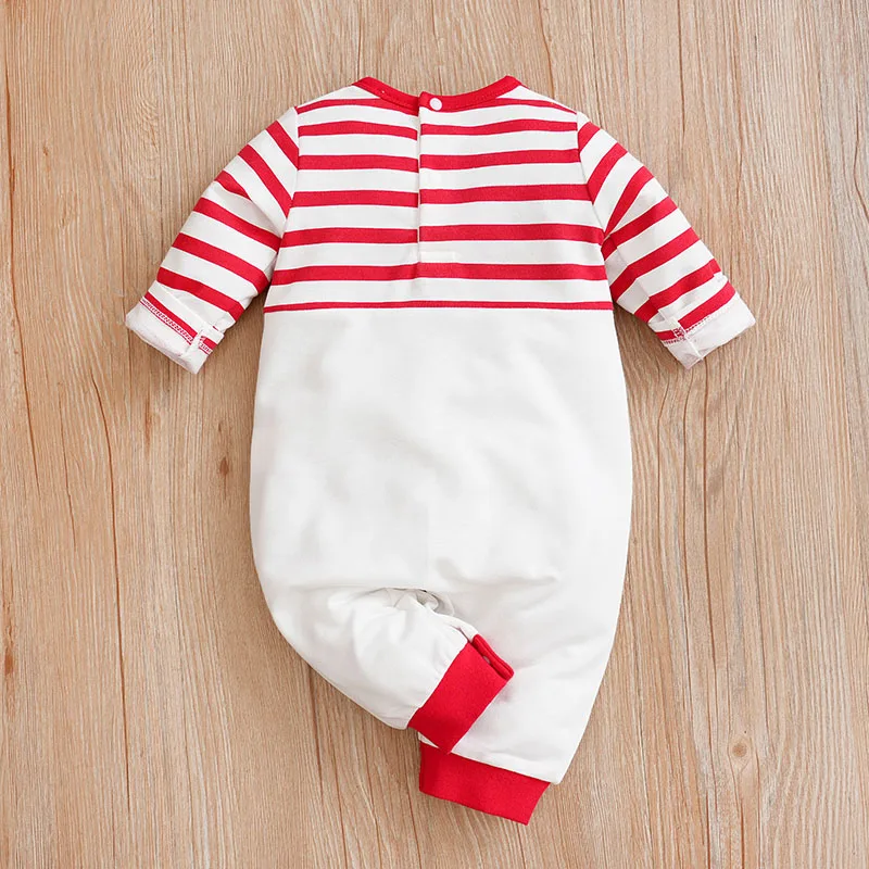 Christmas Newborn Clothes Cute 3d Reindeer Comfortable Soft 0-18 Boys And Girls Spring And Autumn Long Sleeved Baby Jumpsuit