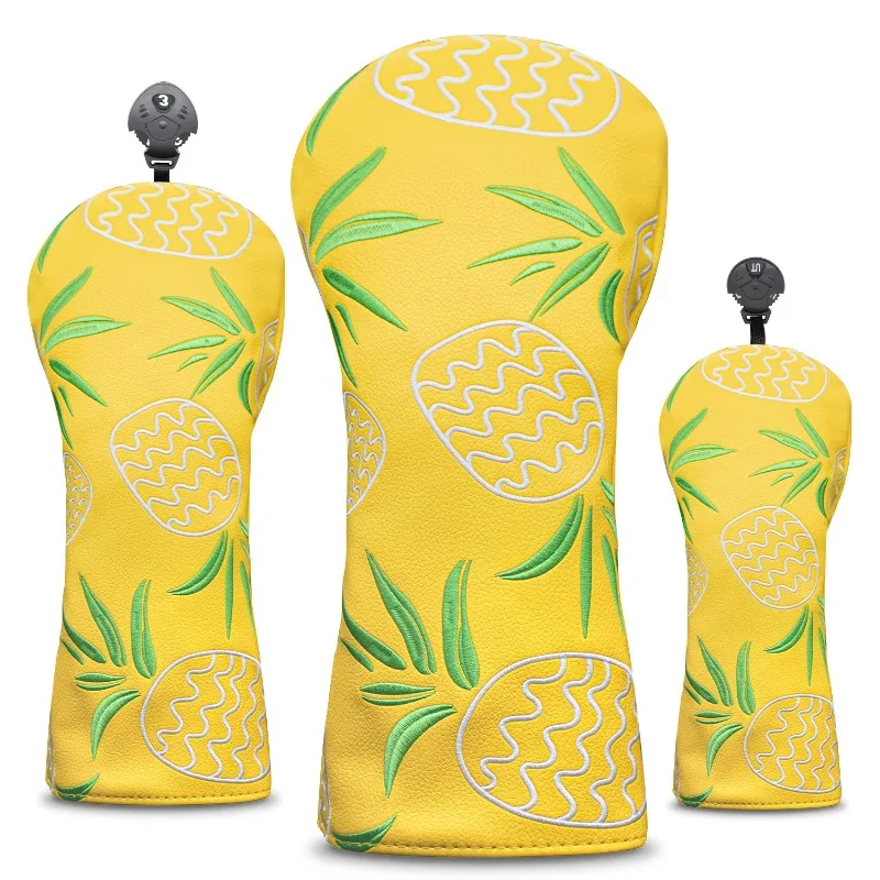 

Чехол на голову клюшки для гольфа с тропическим ананасом и листьями — подходит для 1 дерева, 3-дерева, 5-дерева, дерева UT, аксессуаров для гольфа