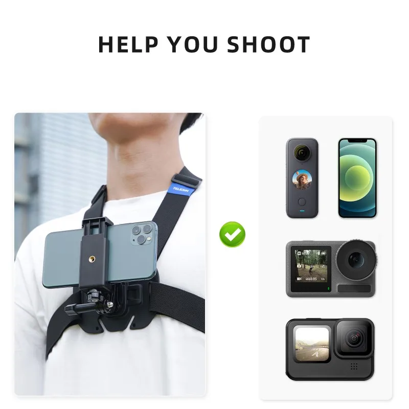 A32HOT-TELESIN Quick Release Mount Belt Chest Strap For Gopro Hero 13 12 11 10 9 8 7 6 5 For SJCAM For DJI OSMO Action