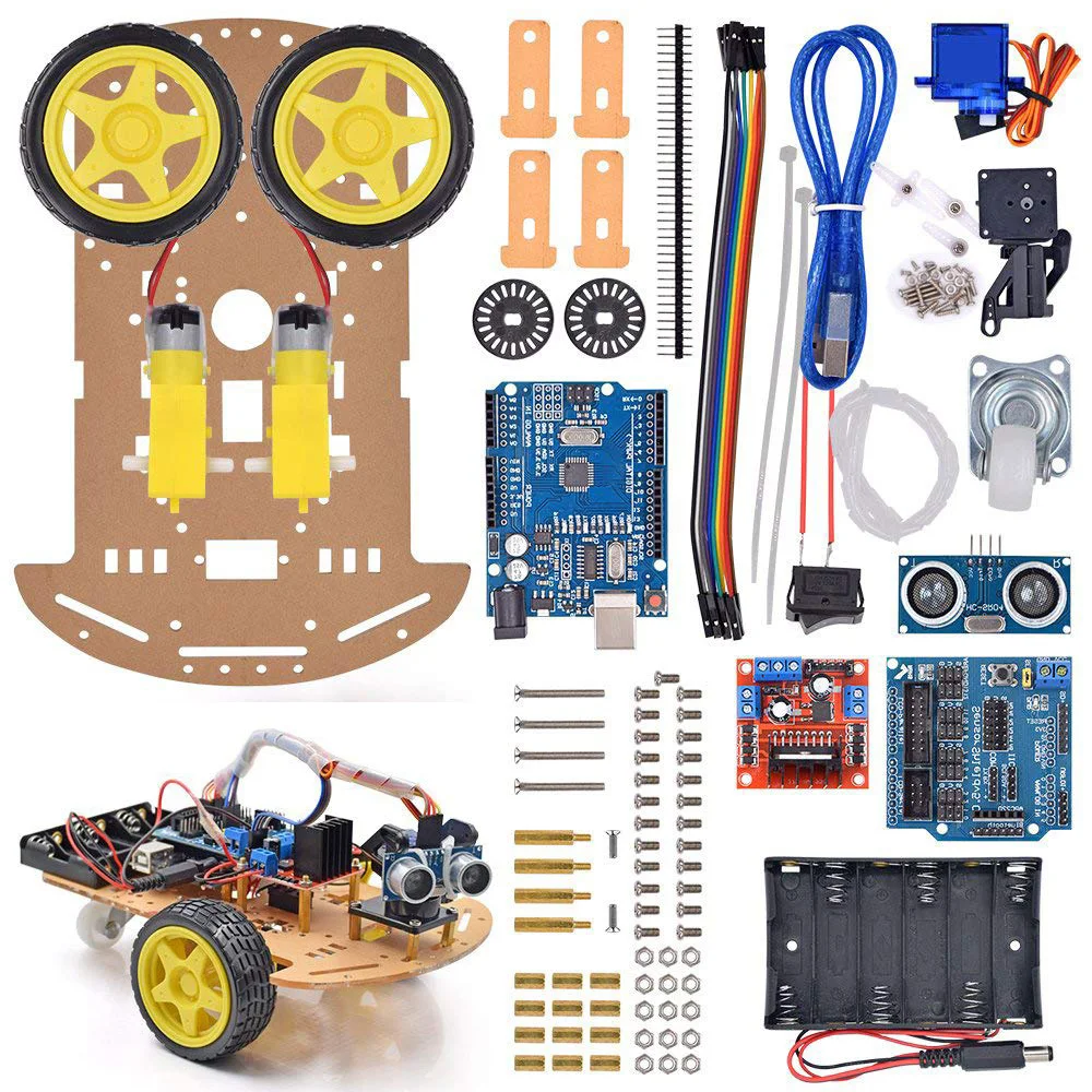 

Набор для робототехники, совместимый с Arduino, с функцией предотвращения столкновений, 4 модулями отслеживания, 20 линейными энкодерами и рамой из печатной платы