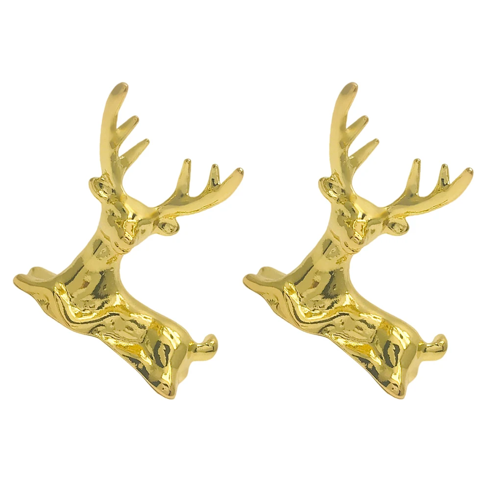 

2 Pcs Elk Decoration Accessories Ornament Household Deer Desk Figurines Home Metal Baby