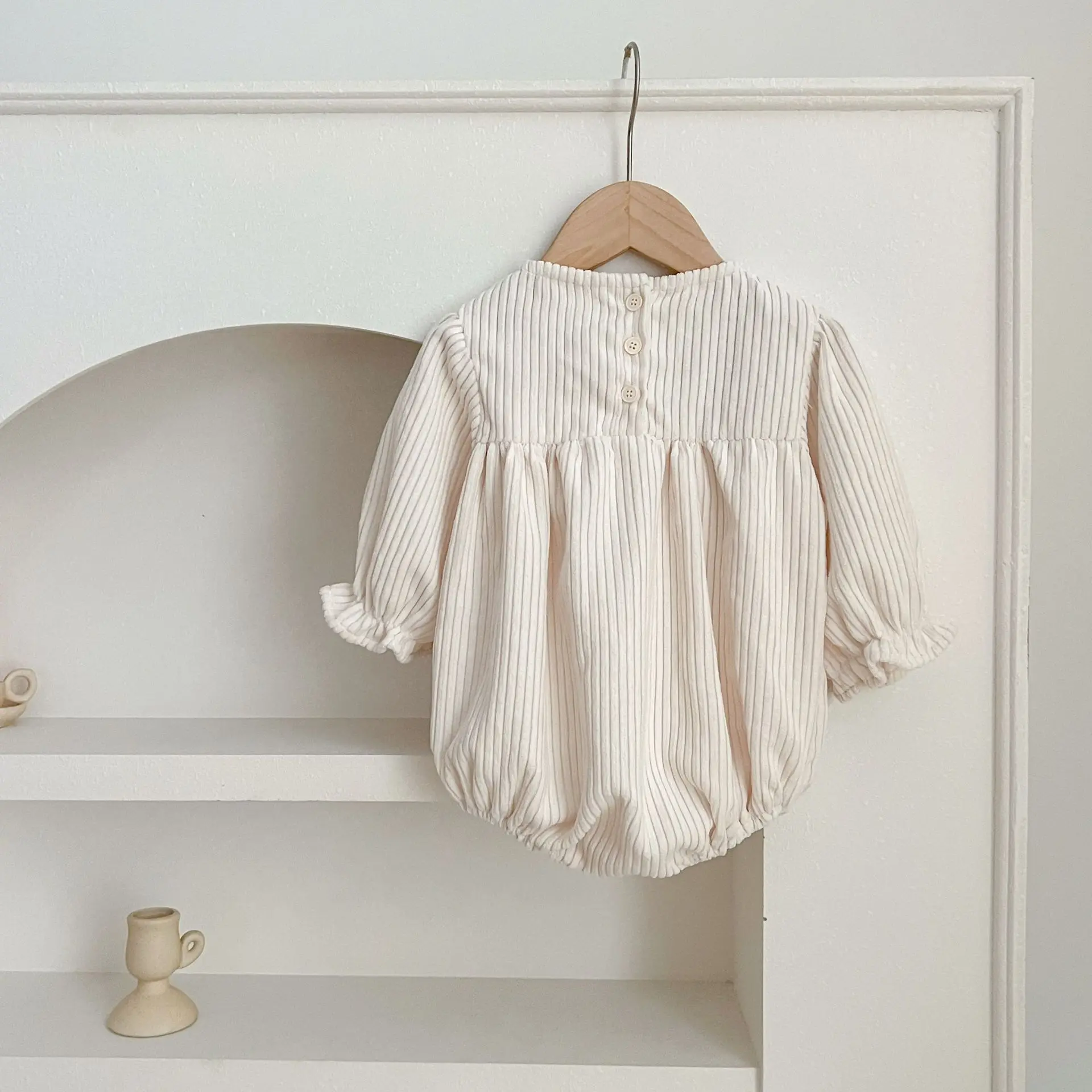 Herbst Kleinkind Baby Mädchen Strampler Cord Langarm Gestickte Blumen Neugeborenen Baby Mädchen Overall Frühling Baby Mädchen Kleidung – Detail 3