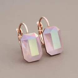 New Trend Colorful Jewelry Square Drop & Dangle Earrings for Women 585 Rose Gold Color Hanging Earrings Free Shippiings