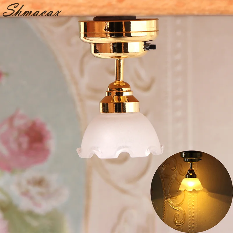 

1:12 Dollhouse Miniature LED Light Ceiling Lamp Chandelier Furniture Lighting Home Model Decor Toy Doll House Accessories