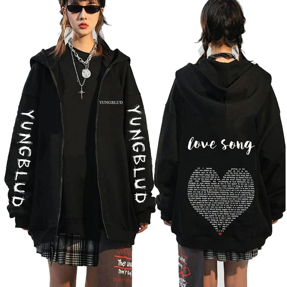 

Толстовки на молнии Yungblud IDOLS Love Song, мужская и женская одежда, модные толстовки с капюшоном в стиле хип-хоп, готические толстовки на молнии, куртка оверсайз