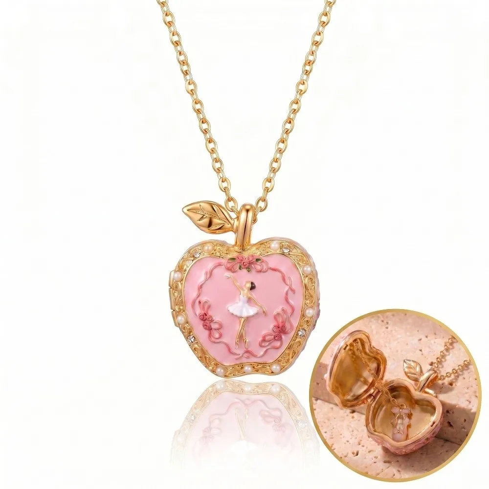 Gold color Opening Closing Phase Box Necklace Ballet Style Opening and Closing Box Women's Necklace Jewelry Gift