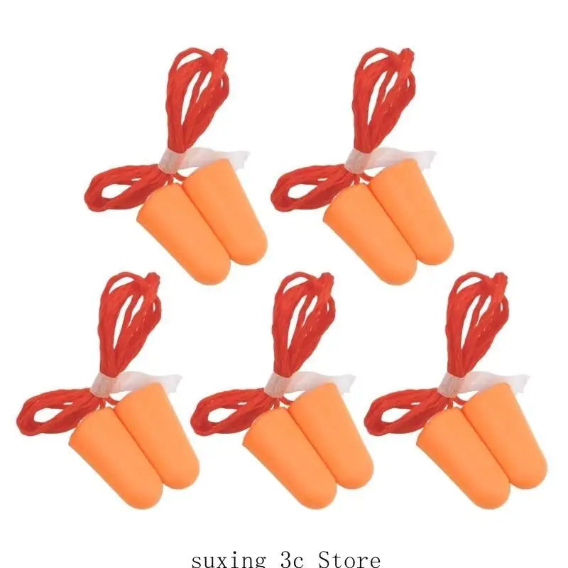 

5 Pairs Noise Cancelling Soft Ear Plugs Foam Earplugs for Work Study Rest Construction Noise Reduction Earplug Reusable