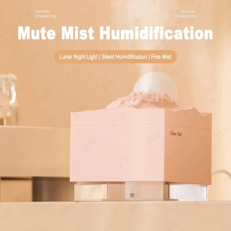 Creative USB Moon Shaped Humidifier Small Night Light Silent Fog Atomization Humidifier Simple Desktop Decoration Humidifier