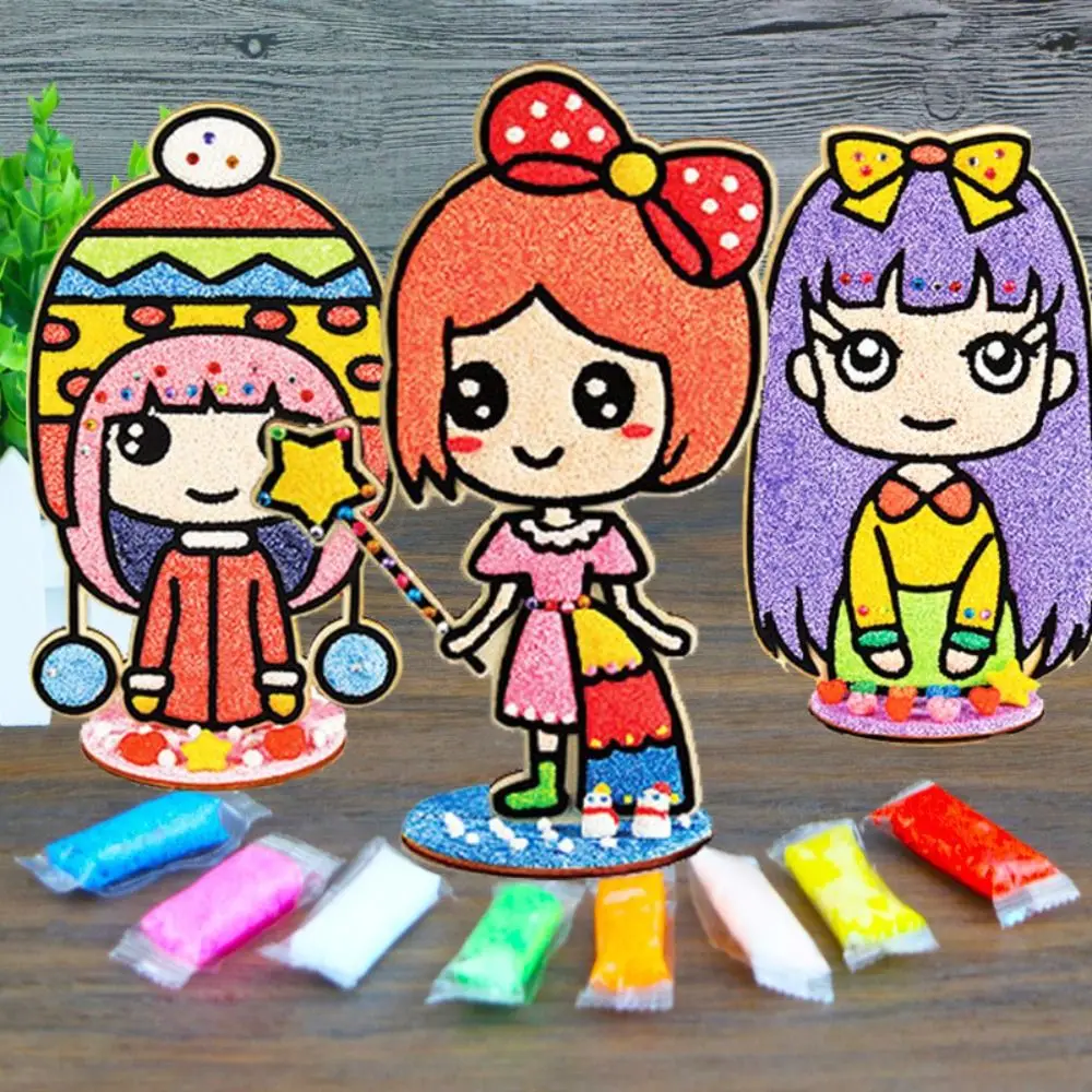 DIY Snowflake Mud Painting Three-dimensional with Wood Board Coloring Painting Sticky Paintings