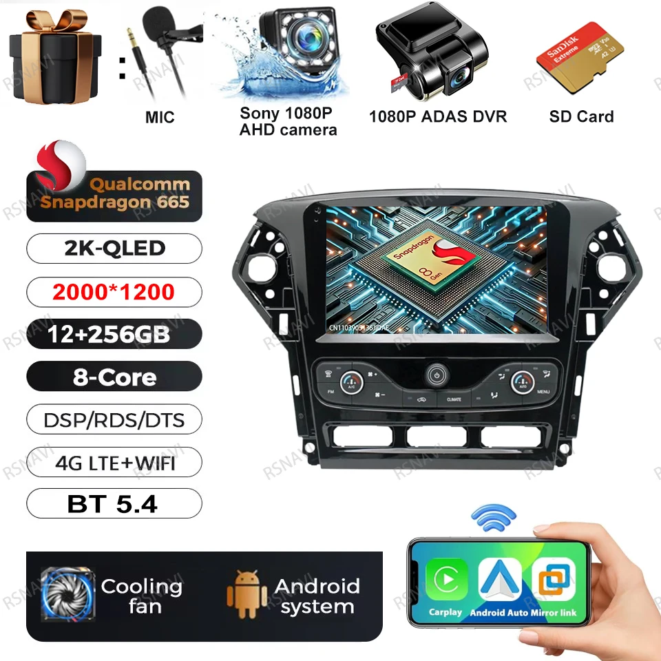 Autoradio Android 15 Voor Ford Mondeo MK4 2007-2014 DVD Viedo Speler BT 4G LTE GPS DSP Head Unit multimedia Stereo Navigatie - afbeelding 1