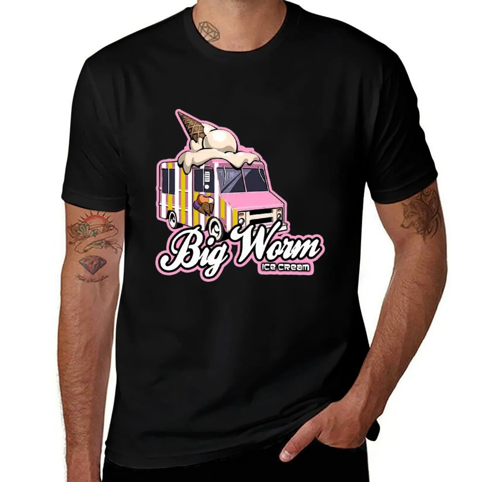 

Big Worm Ice cream T-Shirt man t shirt heavy cotton funny t shirts cotton T-Shirt