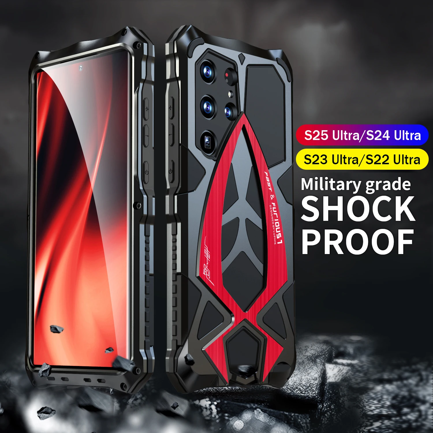 

For Samsung Galaxy S25 Ultra Case S24 S23 S22 Ultra S24Ultra Luxury Metal Armor Rugged Shockproof Full Protection Cover Fundas