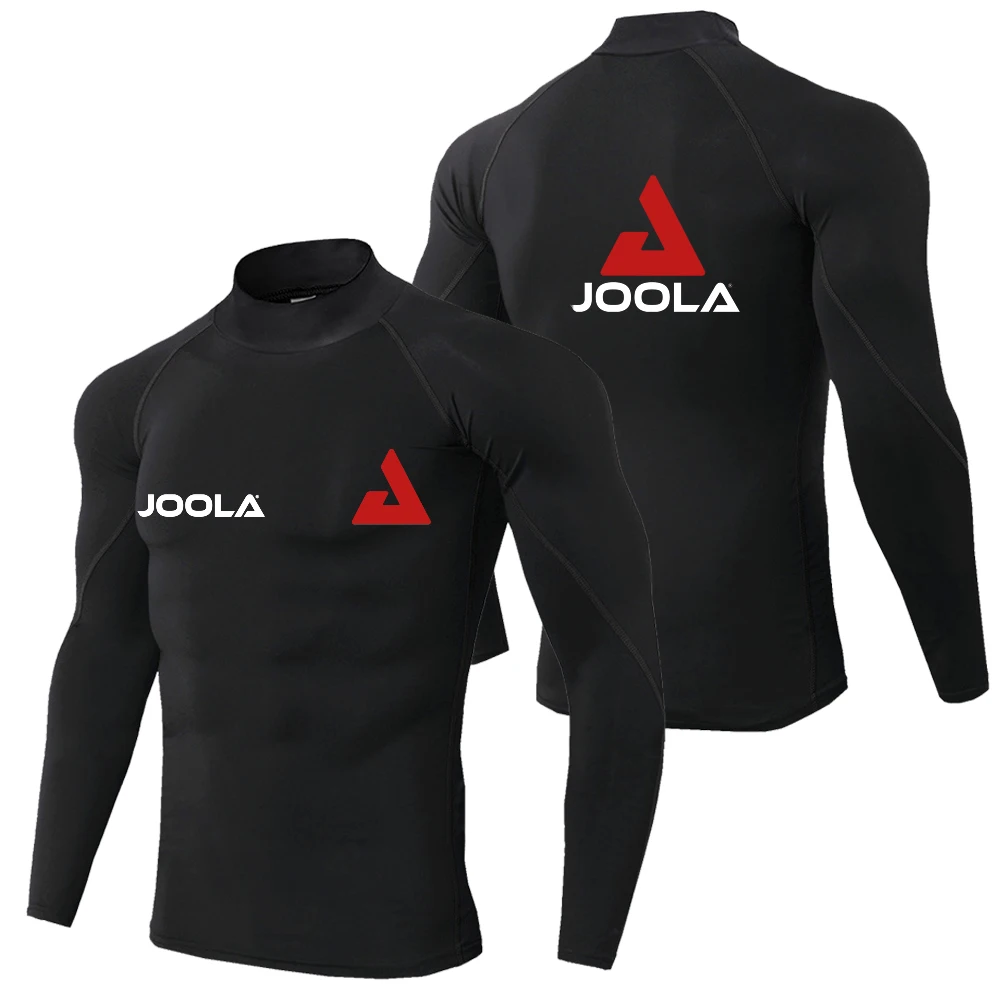 

JOOLA high stretch men's high neck fitness suit, tight fitting long sleeved muscle support running sports top