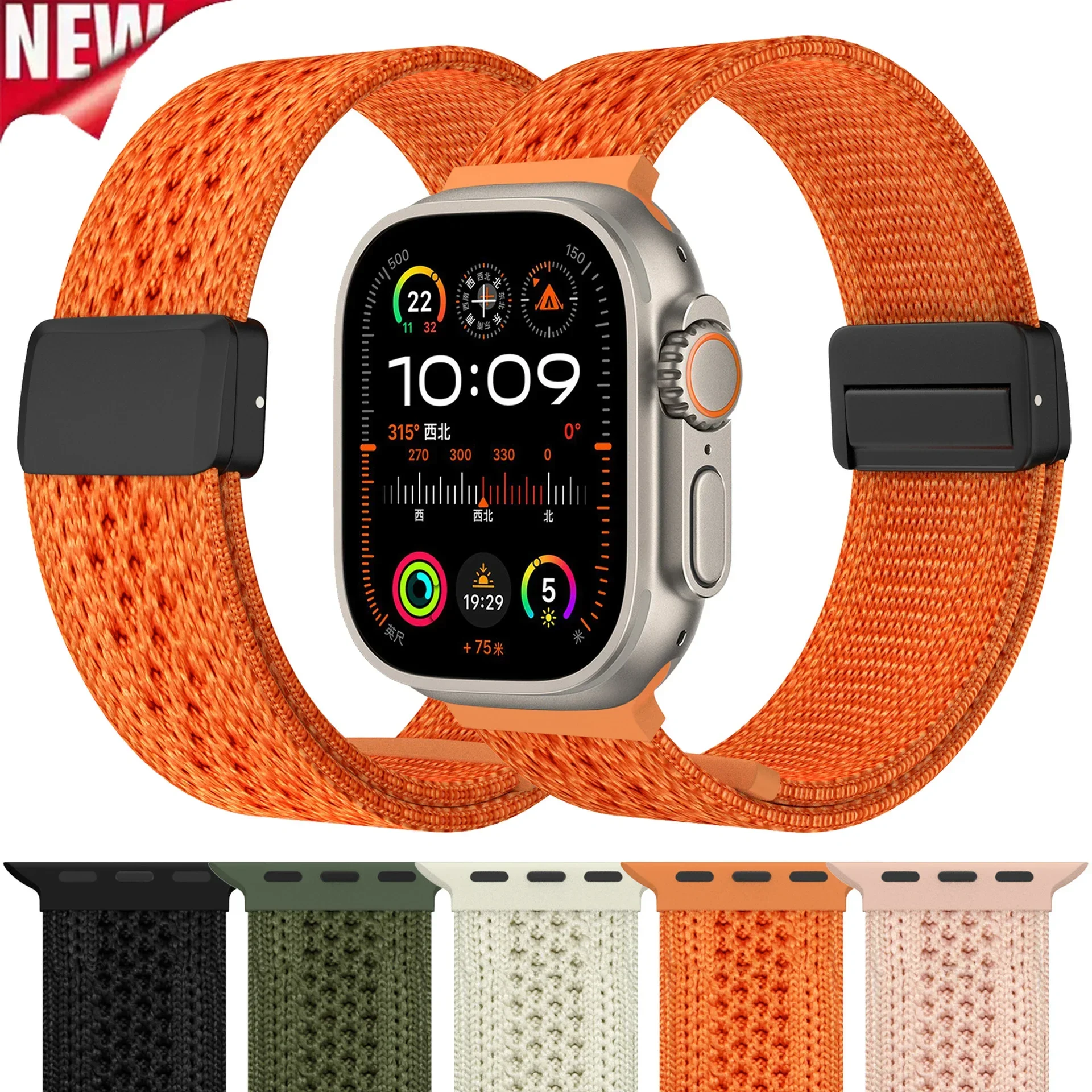 

Nylon Band For Apple Watch Strap 44mm 40mm 45mm 49mm 41mm 38mm magnetic buckle Bracelet iWatch series se 7 3 5 6 8 Ultra