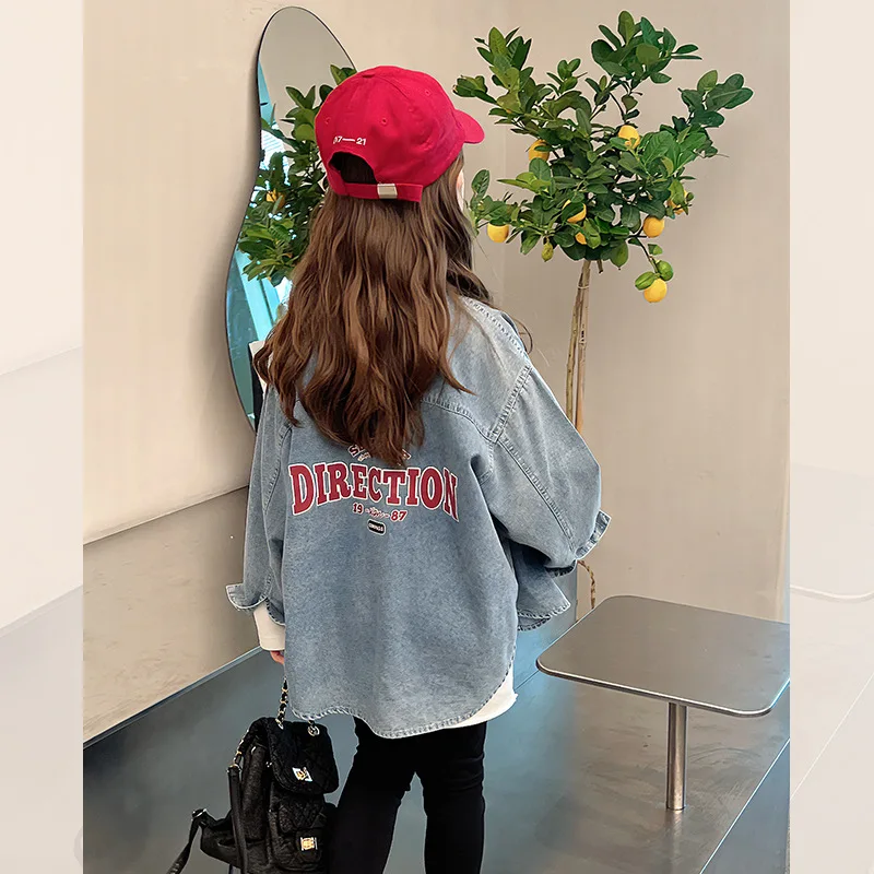 

Big Kids Outwear Denim Shirt Little Girl Western Style Long Sleeve Top Girls Shirt Children2025New Spring Collection