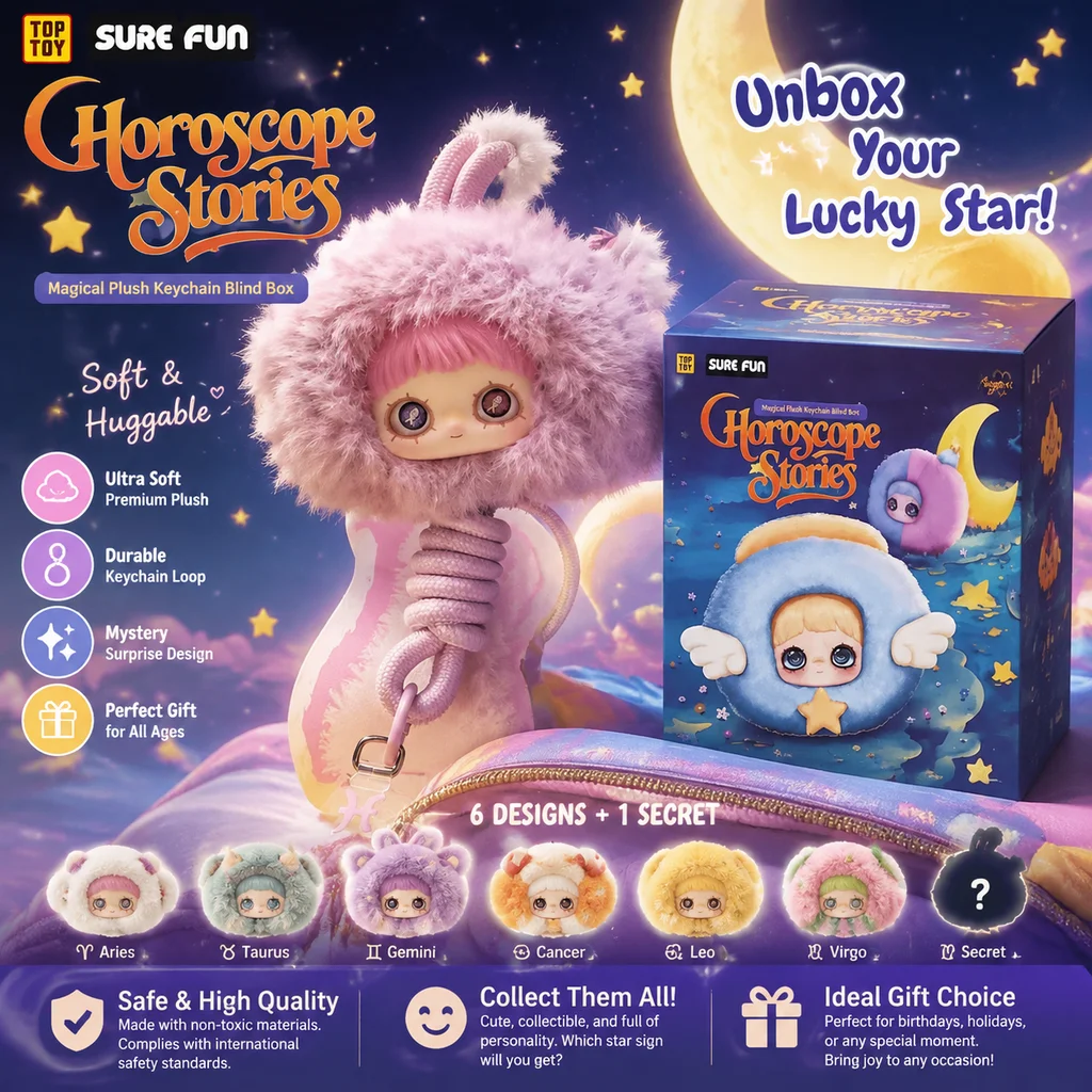 Caja Sorpresa Top Toy Sure Fun: 12 Constelaciones del Horóscopo, Peluches Mágicos, Llaveros Decorativos para Mochilas, Coleccionables, Regalos Ideales