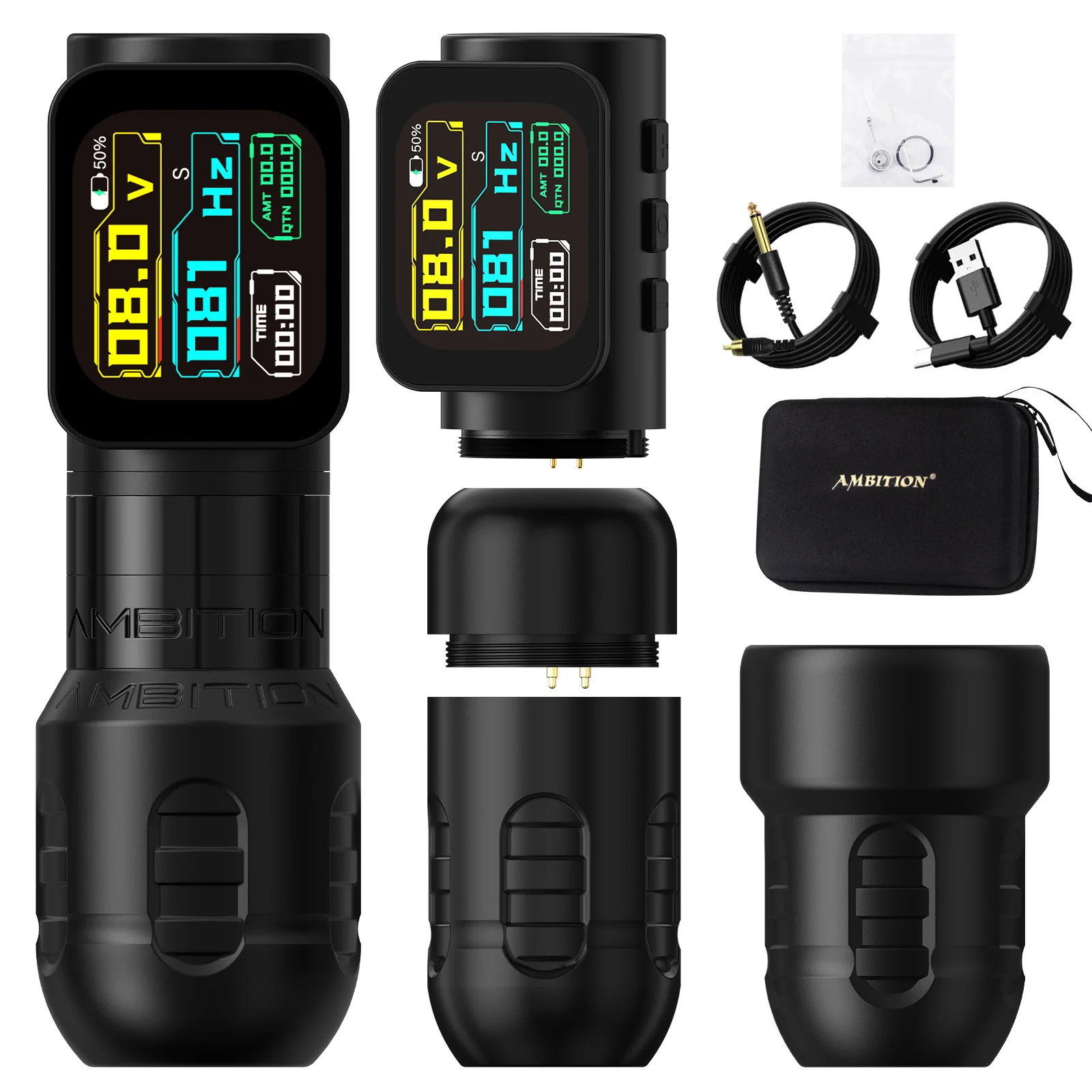 Ambitie Zetton Pro Rechte staafslag 3,5 mm + 4,0 mm Draadloze tattoo-machine Batterijpen 2400mA 1-12V Professionele borstelloze motor