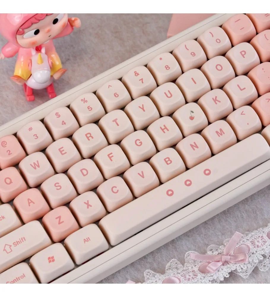 Moa Cherry Keycap Pink PBT Sublimation Personality Mechanical Keyboard Cap 68/75/87/108 Miles From