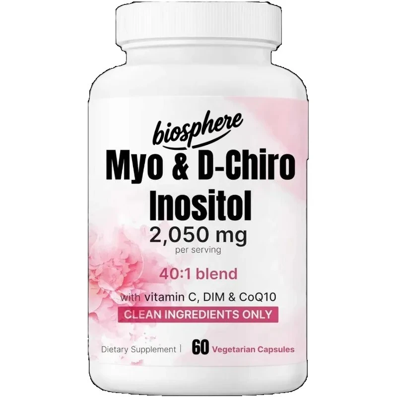 

Myo Inositol and D-Chiro Inositol Capsules Contains Vitamin C, Folic Acid, DIM, and Coenzyme Q10 for Women's Health Support