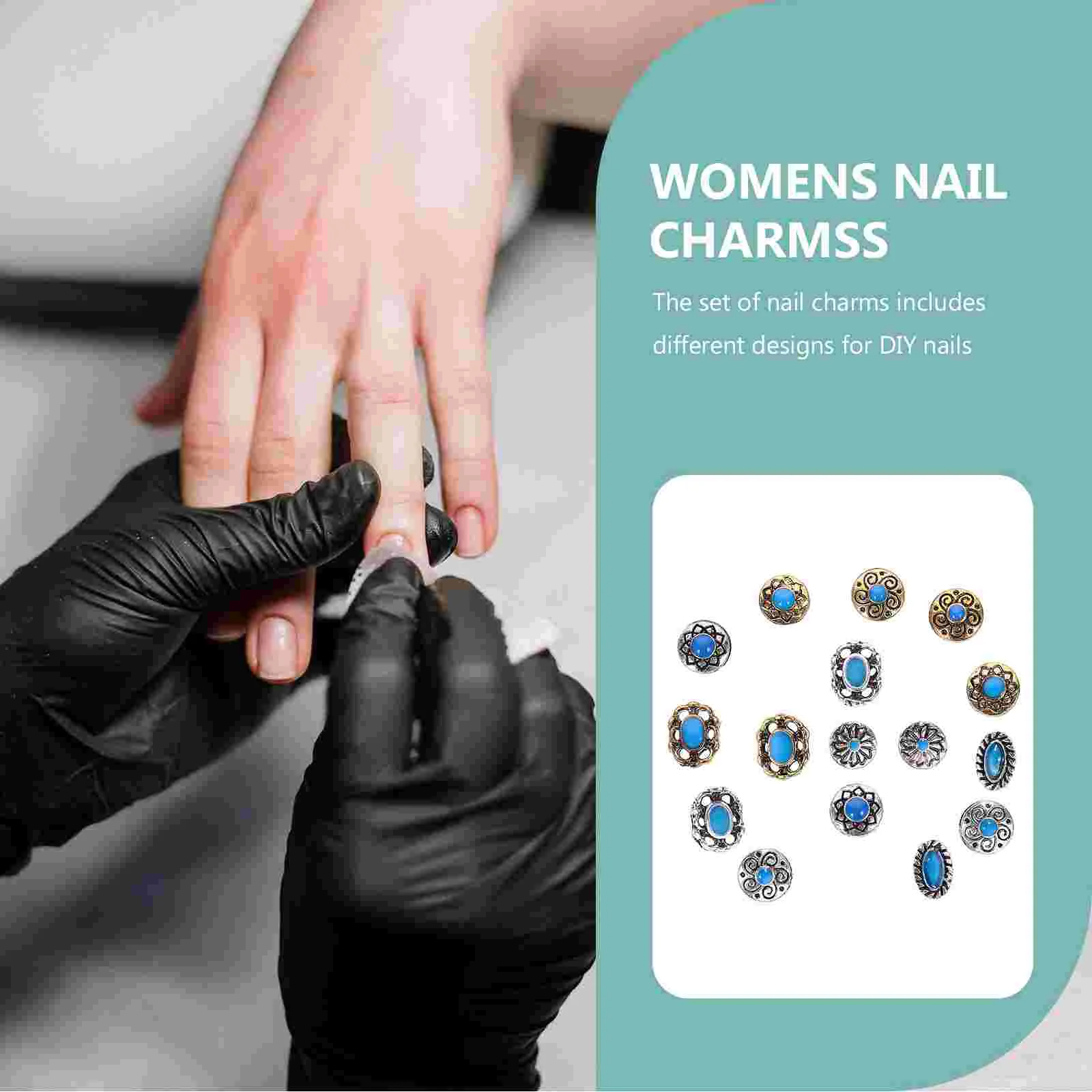 Turquoise Nail Jewelry Manicure Decoration Charm Nails Charms Bulk Womens for Acrylic Decorations DIY