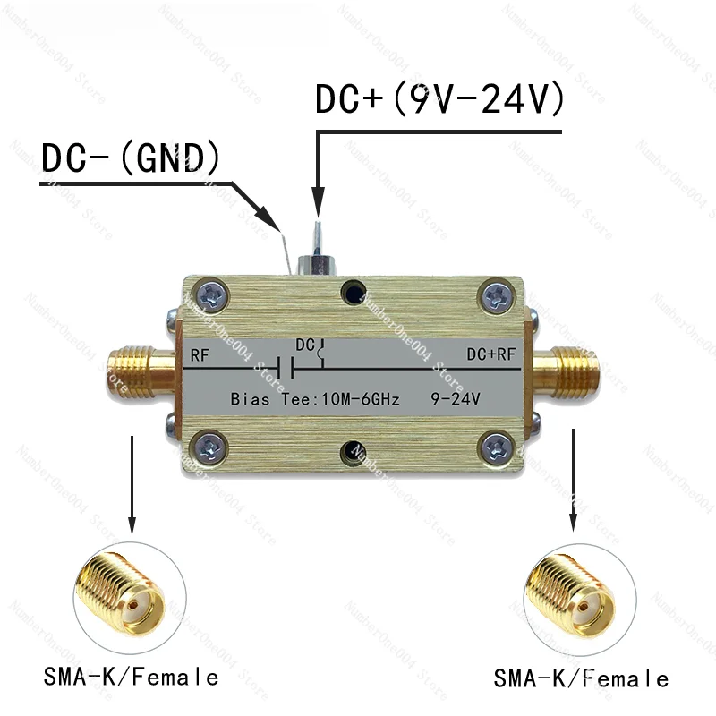 Low Insertion Loss of Bias Tee 10M-6GHz Coaxial Feeder for RF Isolator Bias Tee Coaxial Power Supply