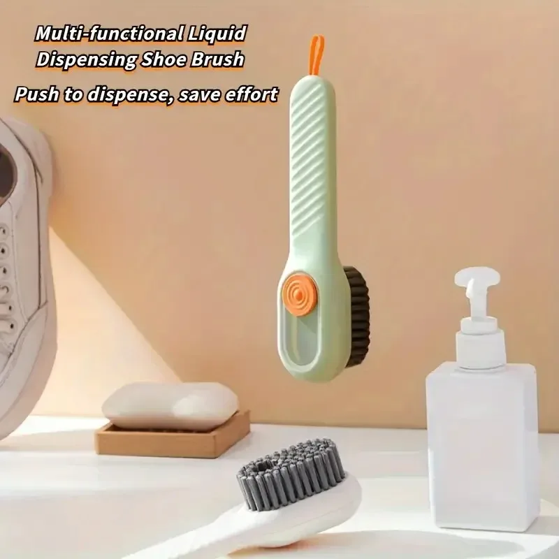 Brosse à chaussures multifonction automatique, 1 pièce, cheveux doux, pression manuelle, trou de suspension pour vêtements, outil de nettoyage de tapis