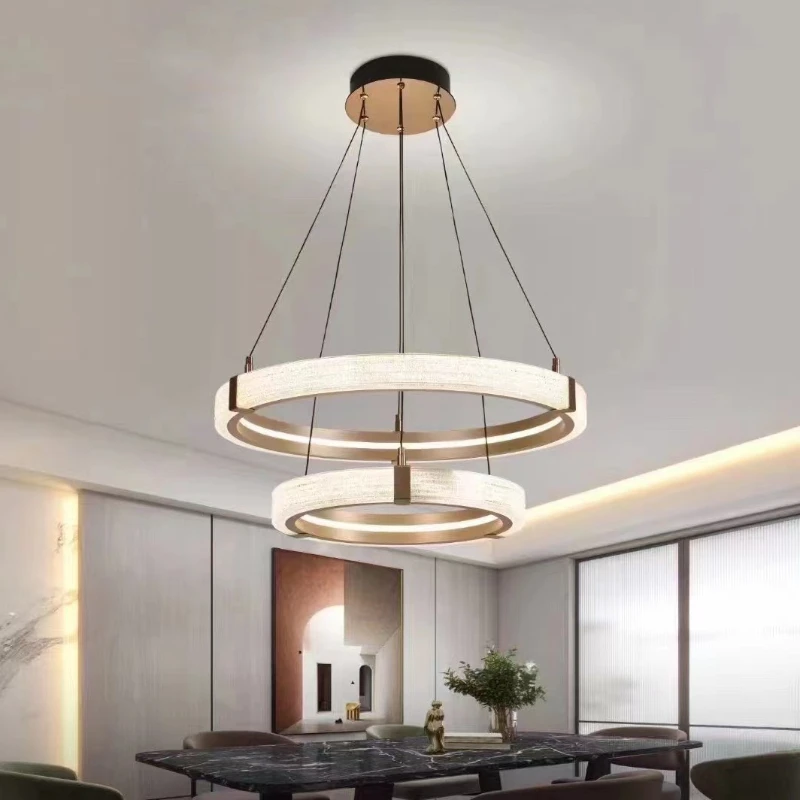 현대 반지 Led 샹들리에 아크릴 다이닝 거실 센터 테이블 침실 램프 홈 장식 디 밍이 가능한 매달려 전등