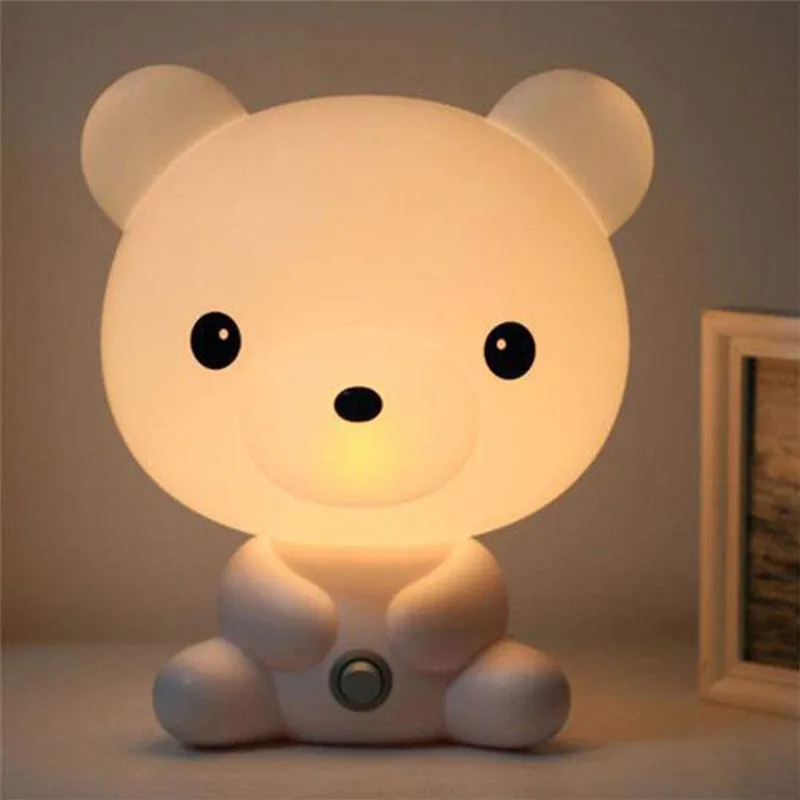 Imagem -03 - Animais dos Desenhos Animados Luzes da Noite Bonito Coelho Urso Panda Cão Óculos Coelho Lâmpadas Quarto Interior Iluminação Led Crianças Lâmpada Presente Decoração