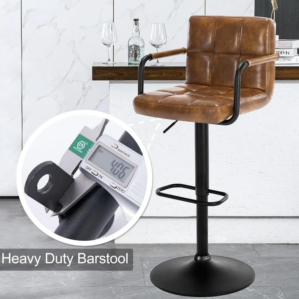 Swivel Bar Stool com braços, resistente e fácil manutenção, resistente a queda, estofados Material de couro falso