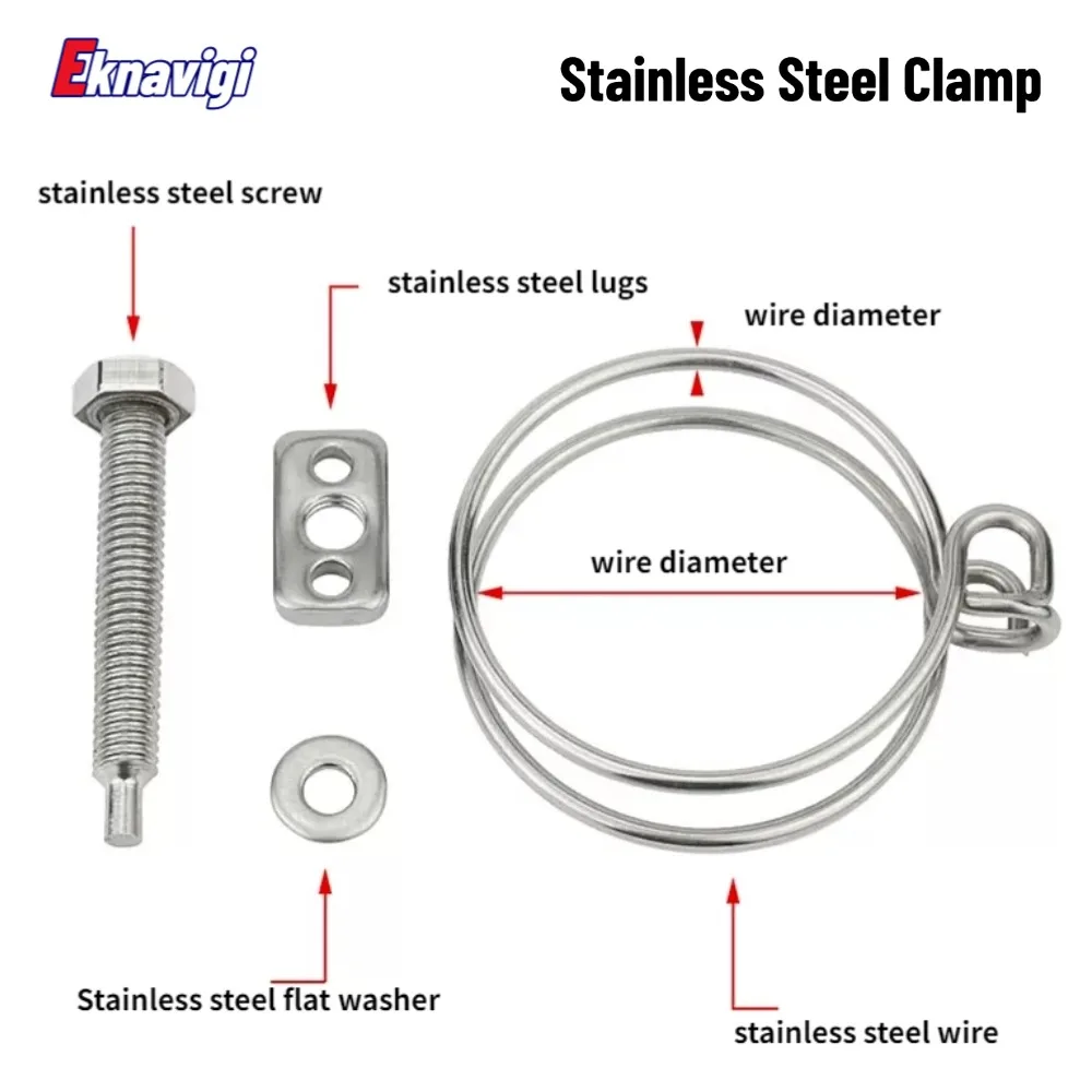 5PCS 201 Stainless Steel Double Steel Wire Hoop Hose Clamp Clamp Water Pipe Fastening Clamp image 5