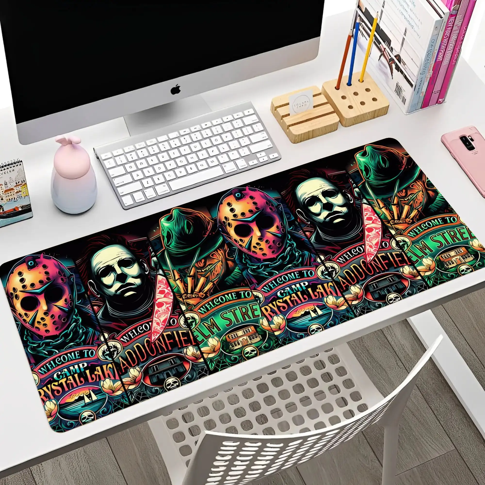 1PC Long Gaming Mouse Mat 1PC Large Playmat Mouse Pad Halloween Ghost Office Home Durable Polyester Non Slip Tabletop Mouse Pad