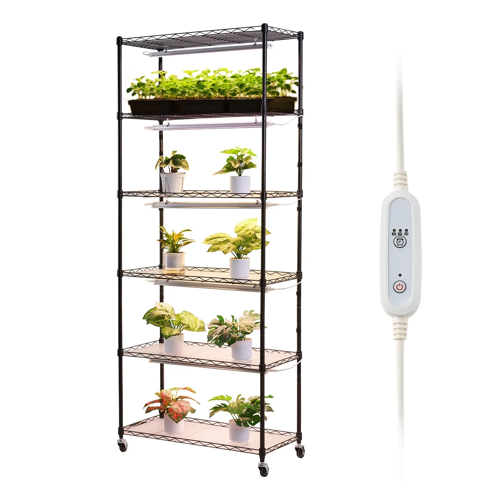 

6 Tier Tall Indoor Plant Shelf with 150W Full Spectrum Grow Light 71 Inch Height 3 Light Modes for Indoor Plants Flower