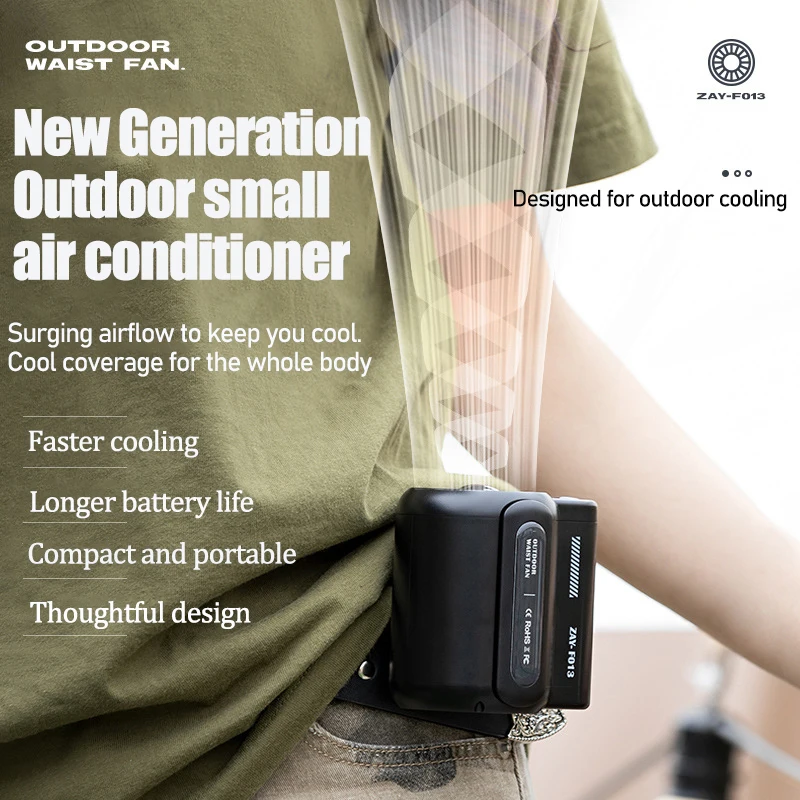 

Мини-вентилятор с зажимом на шею, вентилятор на талию с воздушным охлаждением, перезаряжаемый от USB, портативный вентилятор с зажимом для ремня для улицы, путешествий, 3 скорости, мощный ручной вентилятор