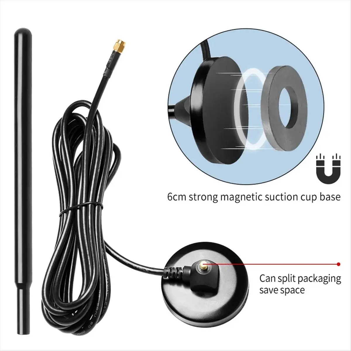 868MHz 915MHz LORA Antenna Helium Hotspot Magnetic Base 38dbi High Gain SMA Male 3 Meters Cable Copper Rod 800-960mhz