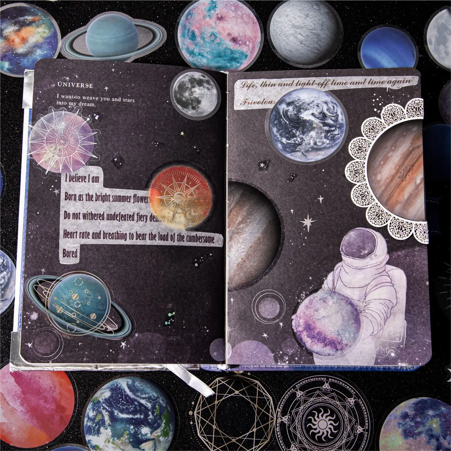 15pcs Vintage Moon Celestial Stickers Pack Junk Journal Ephemera Retro Universe Stickers Aesthetic Album Scrapbooking Supplies