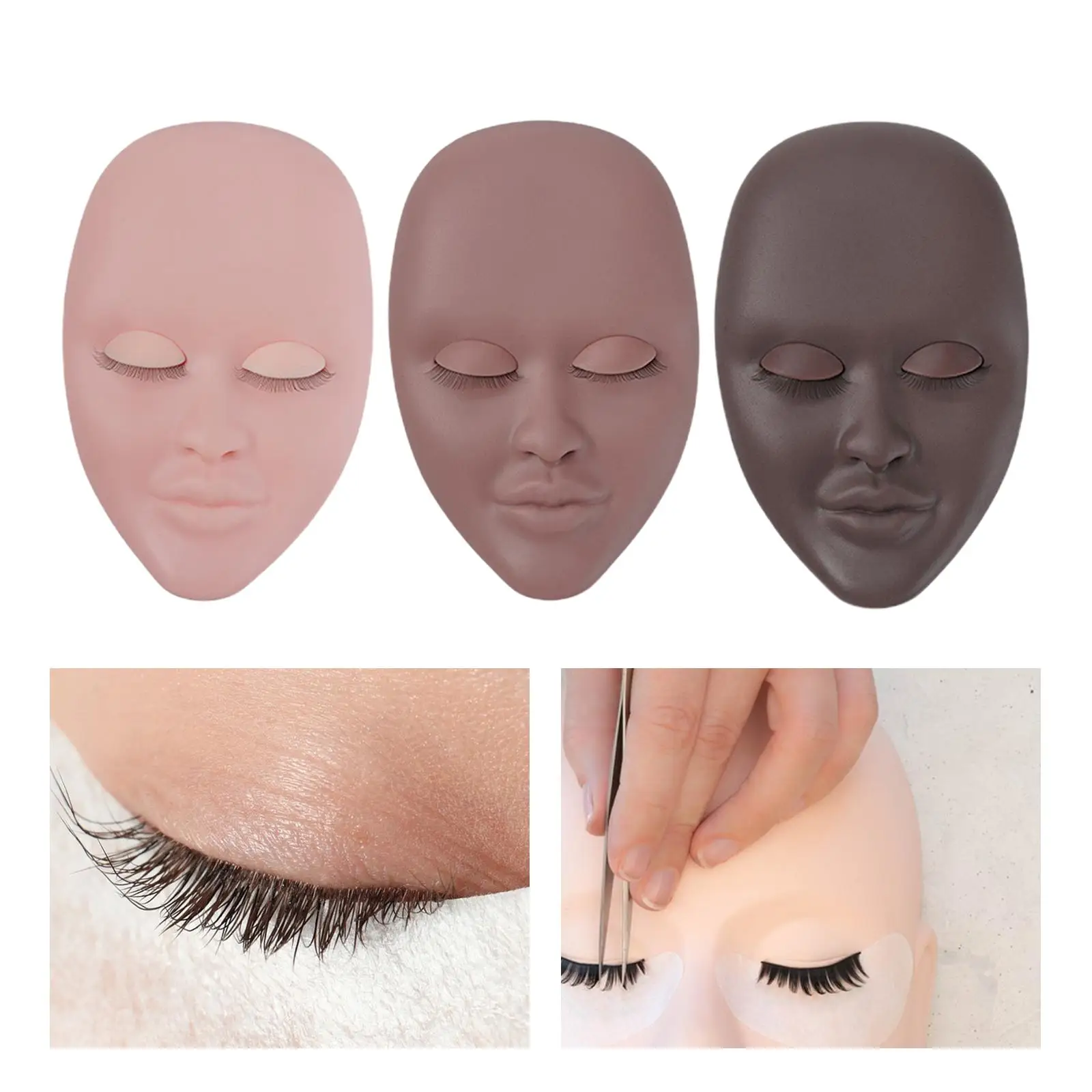 نموذج رأس عارضة أزياء الرموش، جفون قابلة للإزالة، رموش تمديد رأس نموذج مسطح للمنزل والمهنة