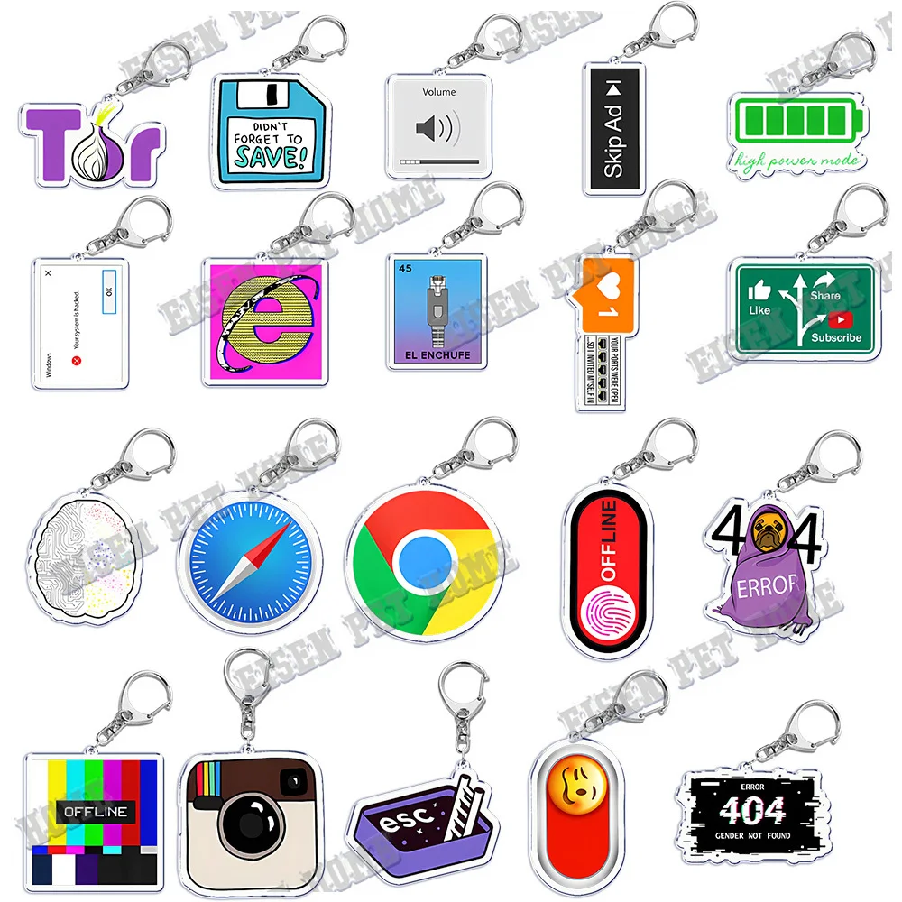 Cartoon Programming 404 Network Error Key Chain for Accessories Bag Pendant Keyring Chains Car Keychains Gift Creative Llaveros