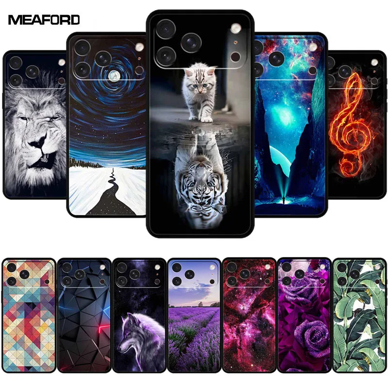 Capa de Silicone Macia com Estampas de Animais para iPhone 16 Pro Max, 15 Plus, 17, 14 Pro, Capa 16e, 17 Air, 13 mini, Capa Protetora para Celular
