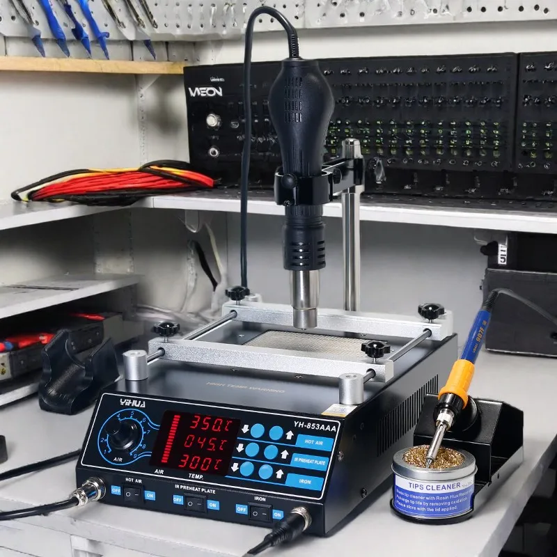 2026 Hot Sale Yihua 853AAA welding station 3 in 1 preheating hot air soldering iron BGA rework station welding view 4