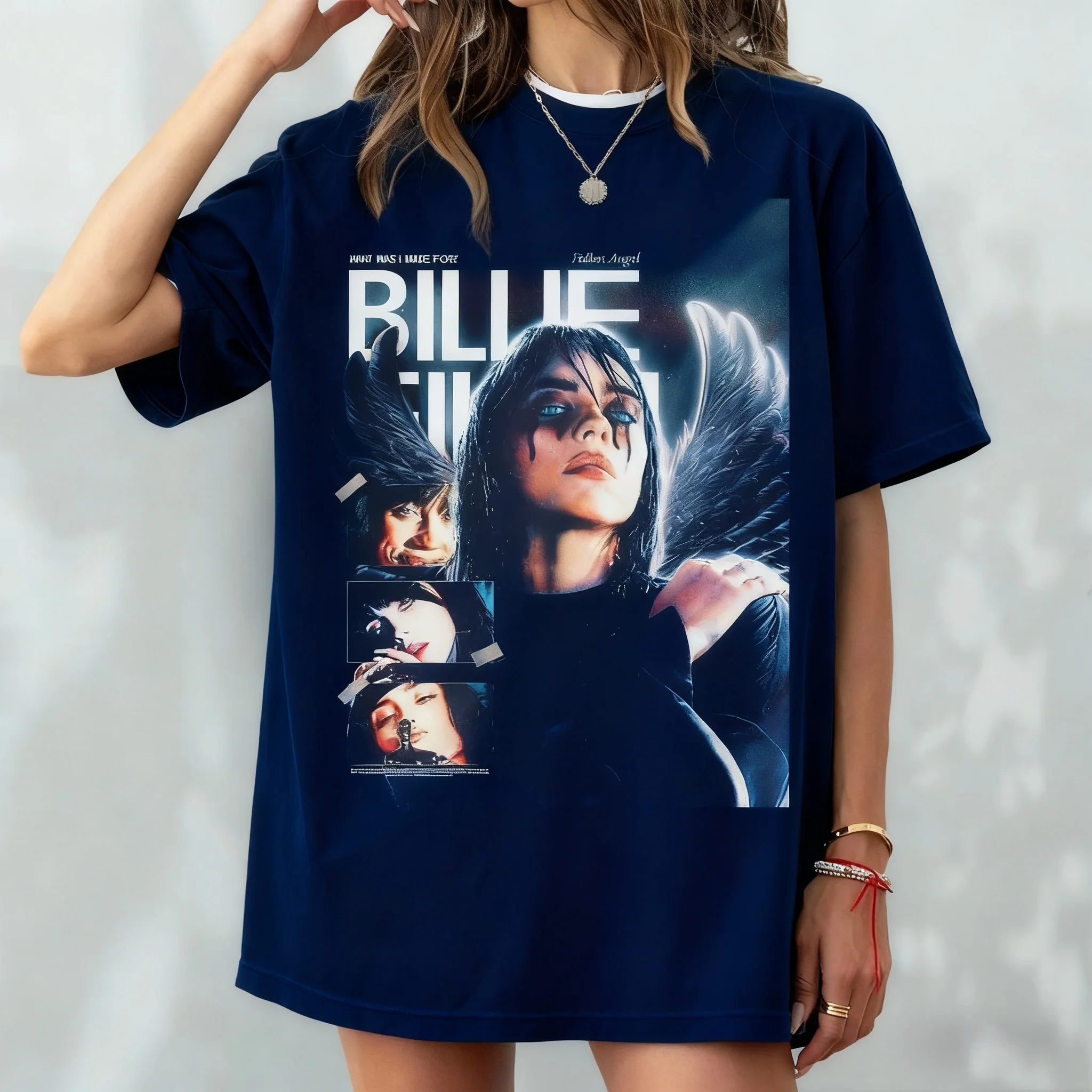 تي شيرت بيلي إيليش مطبوع عصري كاجوال من القطن الخالص للرجال تي شيرت فضفاض ريترو ستريت عالي الجودة صيفي للجنسين