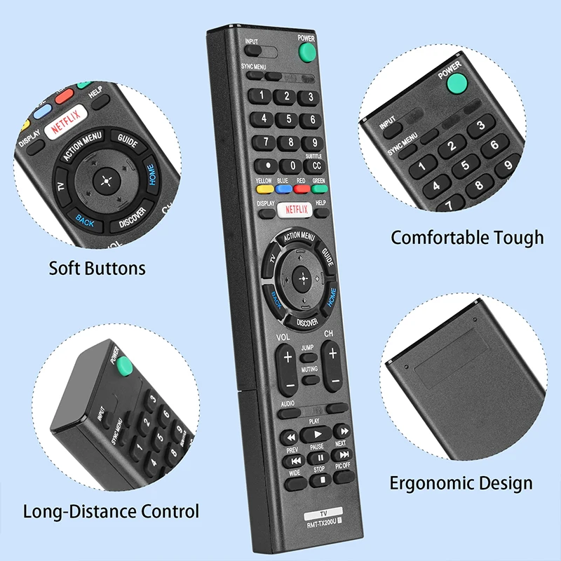 RMT-TX200U Remote Control For Sony TV XBR-65Z9D XBR-75Z9D XBR-49X700D XBR-49X705D XBR-49X707D XBR-65X750D XBR-65X755D